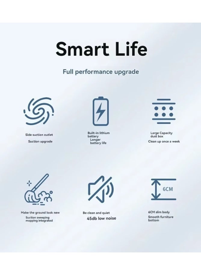 مكنسة روبوت ذكية صغيرة – شفط قوي وتشغيل أوتوماتيكي للمسح والكنس، هادئة، لاسلكية، بصندوق غبار 0.6L - Image 2